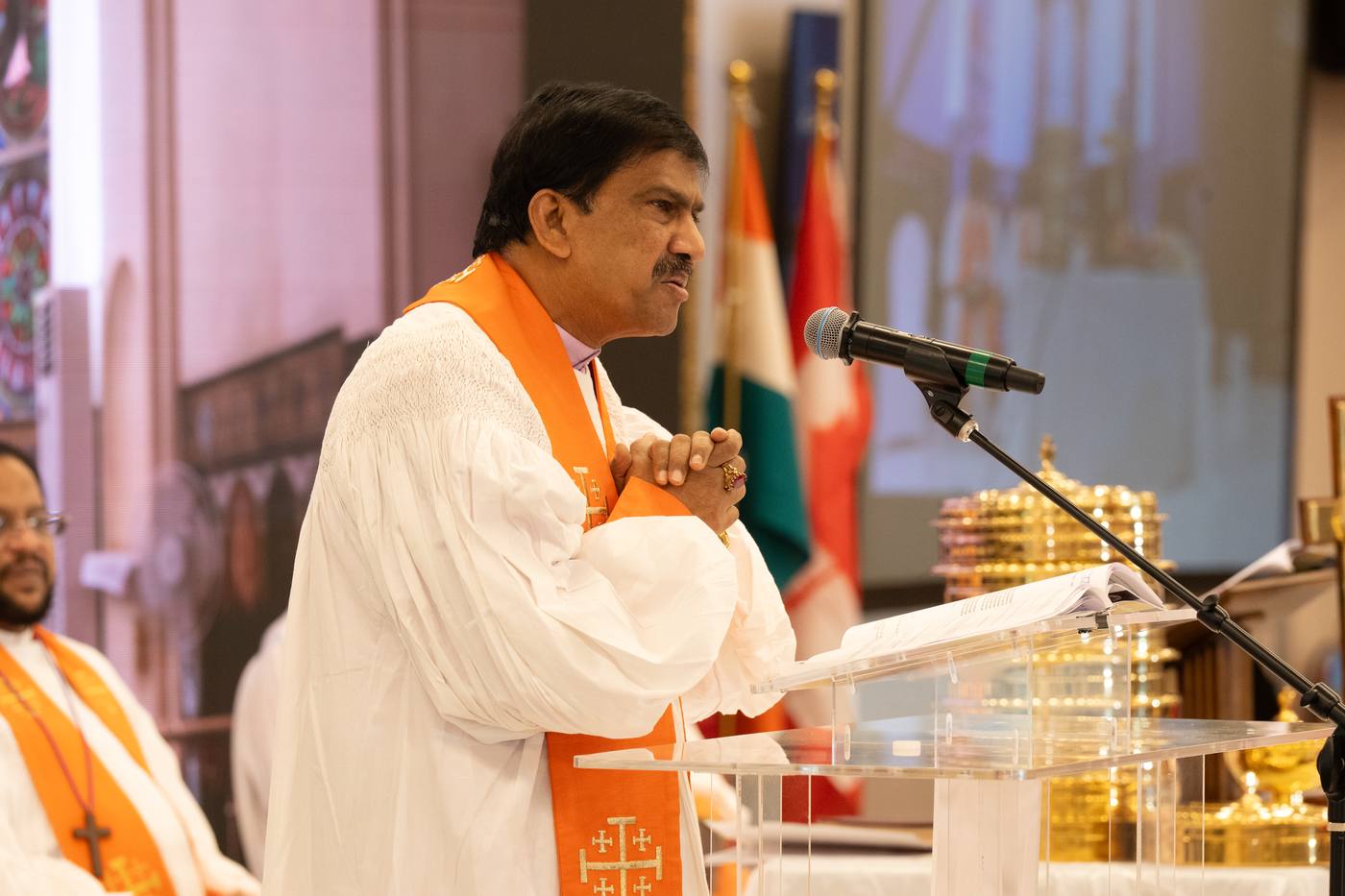 Bishop preaching at the worship service